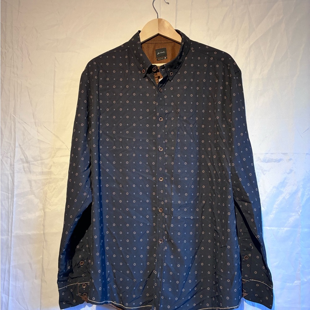 Stylish Navy and Brown Patterned Men's Shirt